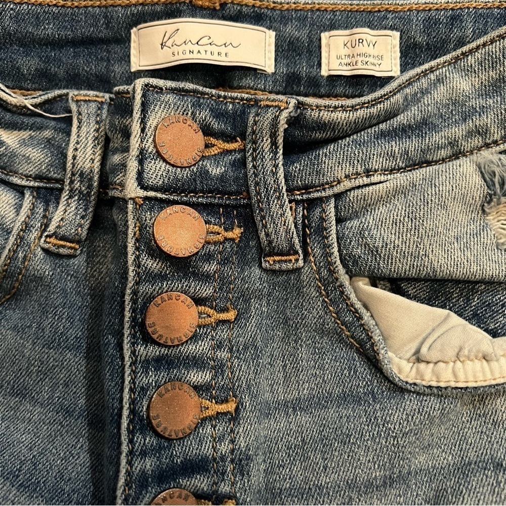 KanCan Signature Kurvy Ultra High waist Distressed Blue Jeans size 24 - Picture 4 of 6